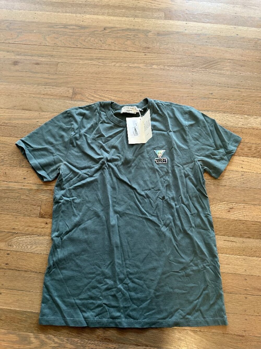 Maison Kitsuné Reflective Decal Logo T-Shirt Small Green/Blue